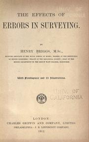 Cover of: The effects of errors in surveying by Briggs, Henry