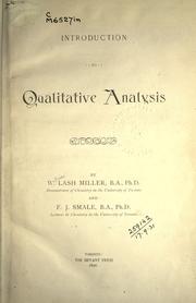 Introduction to qualitative analysis by W. Lash Miller
