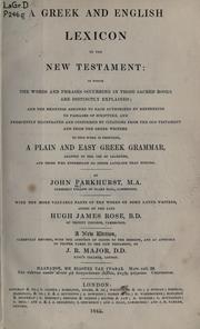 A Greek and English lexicon to the New Testament by Parkhurst, John