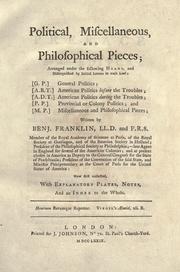 Cover of: Political, miscellaneous, and philosophical pieces by Benjamin Franklin