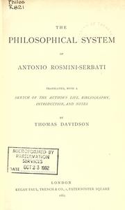 Cover of: Philosophical system