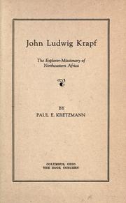 Cover of: John Ludwig Krapf by Kretzmann, Paul E.