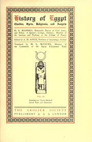 Cover of: History of Egypt, Chaldea, Syria, Babylonia, and Assyria by Gaston Maspero