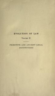 Cover of: Primitive and ancient legal institutions