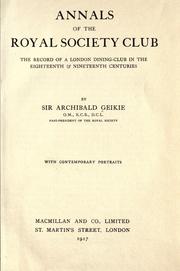 Annals of the Royal Society Club by Archibald Geikie