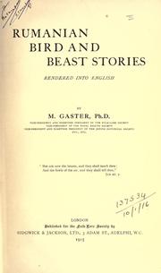 Cover of: Rumanian bird and beast stories by Moses Gaster