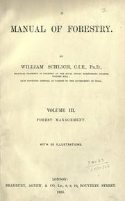 Cover of: A manual of forestry: Volume III: forest management