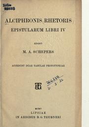 Cover of: Alciphronis rhetoris Epistularum libri 4: edidit M.A. Schepers. Accedunt duae tabulae phototypicae.
