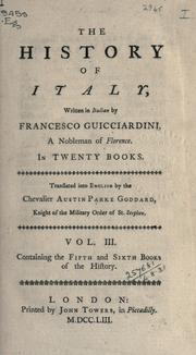 Cover of: The history of Italy written in Italian in twenty books