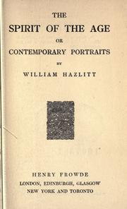 The spirit of the age by William Hazlitt