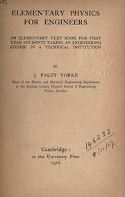 Cover of: Elementary physics for engineers. by J. Paley Yorke