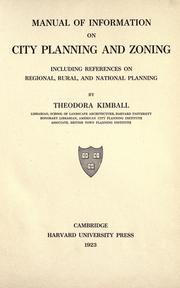 Cover of: Manual of information on city planning and zoning: including references on regional, rural, and national planning