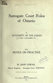 Cover of: Surrogate Court rules of Ontario