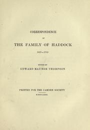 Cover of: Correspondence of the family of Haddock, 1657-1719