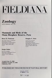 Cover of: Mammals and birds of the Manu Biosphere Reserve, Peru by Bruce D. Patterson