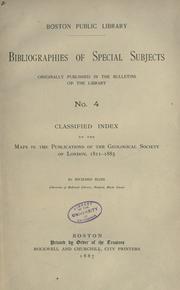 Cover of: Classified index to the maps in the publications of the Geological Society of London, 1811-1885