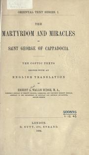 Cover of: The martyrdom and miracles of Saint George of Cappadocia by the Coptic texts edited with an English translation.