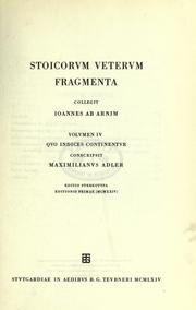 Cover of: Stoicorum veterum fragmenta. by Hans Friedrich August von Arnim