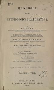Cover of: Handbook for the physiological laboratories