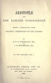 Cover of: Aristotle and the earlier Peripatetics by Eduard Zeller