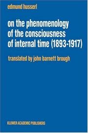 Cover of: On the phenomenology of the consciousness of internal time (1893-1917)