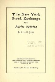 Cover of: The New York stock exchange and public opinion