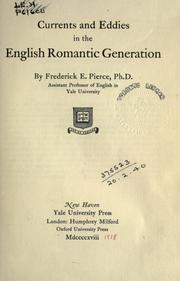 Cover of: Currents and eddies in the English romantic generation