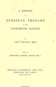 Cover of: A history of European thought in the nineteenth century. by John Theodore Merz