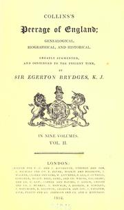 Cover of: Collins's peerage of England; genealogical, biographical, and historical. by Collins, Arthur