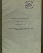 Cover of: On the determination of elliptic orbits from three complete observations by J. Willard Gibbs