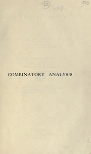 Cover of: Combinatory analysis