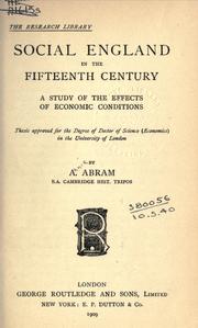 Cover of: Social England in the fifteenth century by Annie Abram