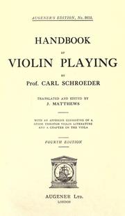Cover of: Handbook of violin playing