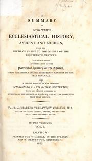 Cover of: A summary of Mosheim's Ecclesiastical History, ancient and modern by Charles Trelawny Collins-Trelawny