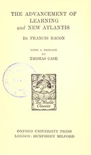 Cover of: The  advancement of learning and New Atlantis by Francis Bacon
