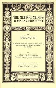 Cover of: The method, meditations and philosophy of Descartes