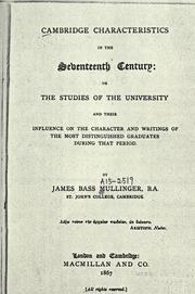 Cover of: Cambridge characteristics in the seventeenth century: or the studies of the University and their influence on the character and writings of the most distinguished graduates...