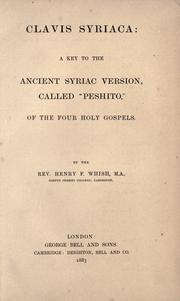 Cover of: Clavis syriaca by Henry F. Whish