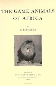 Cover of: The game animals of Africa by Richard Lydekker