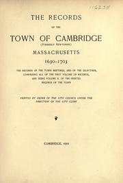 Cover of: The records of the town of Cambridge (formerly Newtowne) Massachusetts. 1630-1703. by Cambridge (Mass.)