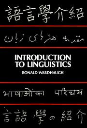 Introduction to linguistics by Ronald Wardhaugh