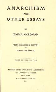 Cover of: Anarchism, and other essays by Emma Goldman