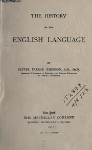 Cover of: The history of the English language. by Oliver Farrar Emerson