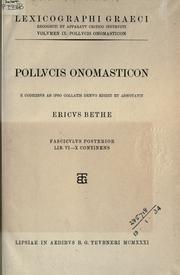 Cover of: Pollucis Onomasticon by Julius Pollux