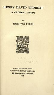 Cover of: Henry David Thoreau by Mark Van Doren