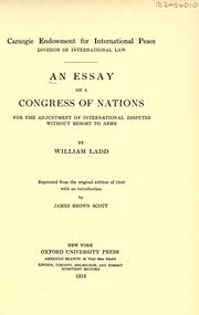 Cover of: An essay on a congress on nations for the adjustment of international disputes without resort to arms