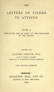 Cover of: Letters of Cicero to Atticus, book I. by Cicero