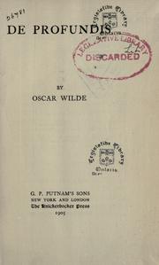 Cover of: De profundis. by Oscar Wilde