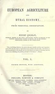 Cover of: European agriculture and rural economy by Colman, Henry