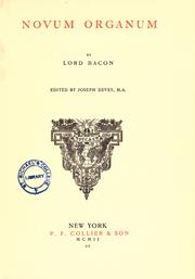 Cover of: Novum Organum by Francis Bacon